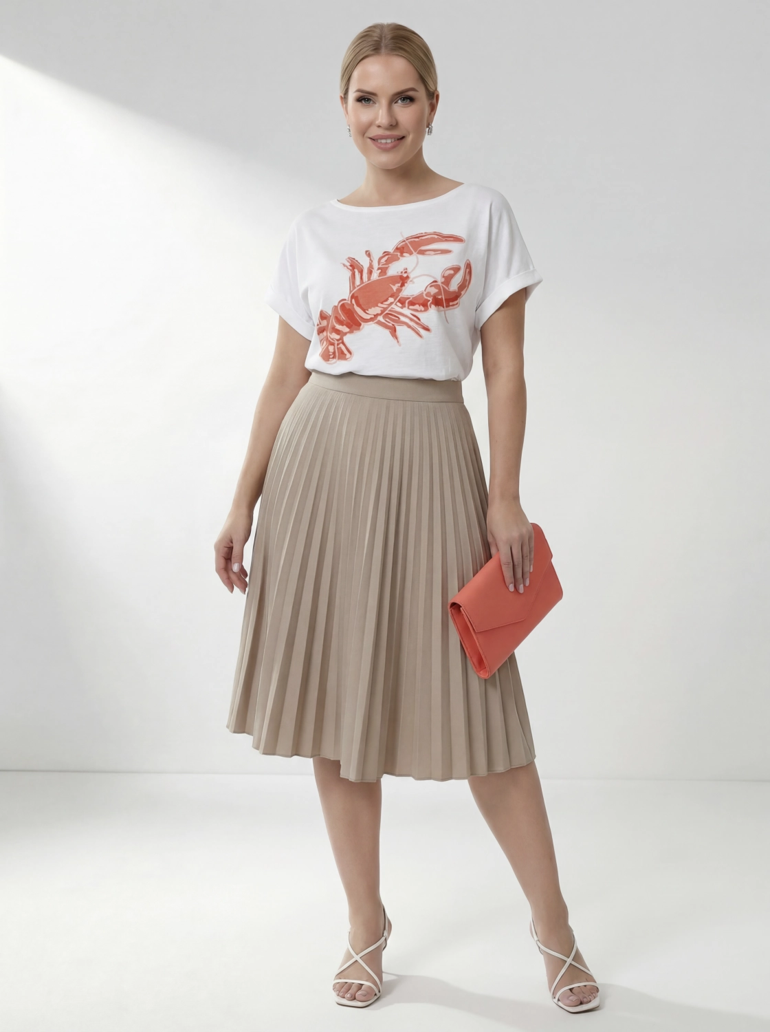 Bawełniany t-shirt premium oraz zwiewna spódnica midi od TATUUM