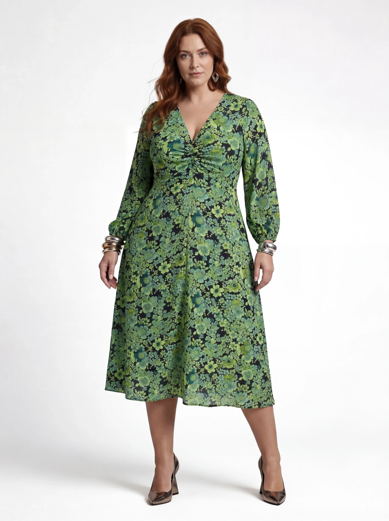 Sukienka maxi w zielone kwiaty RESERVED