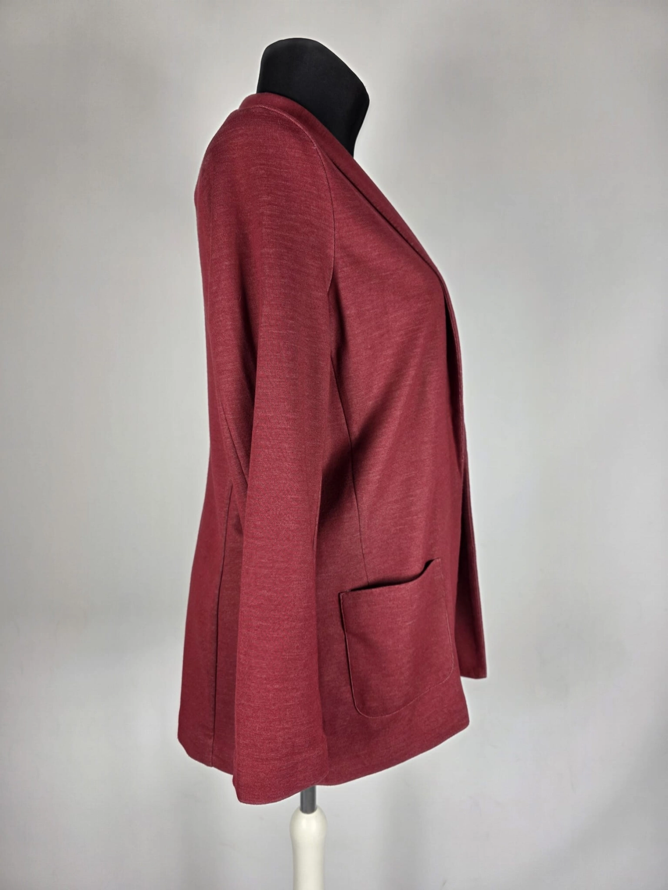 Elegancki bordowy żakiet o luźnym kroju WE rozm. 46