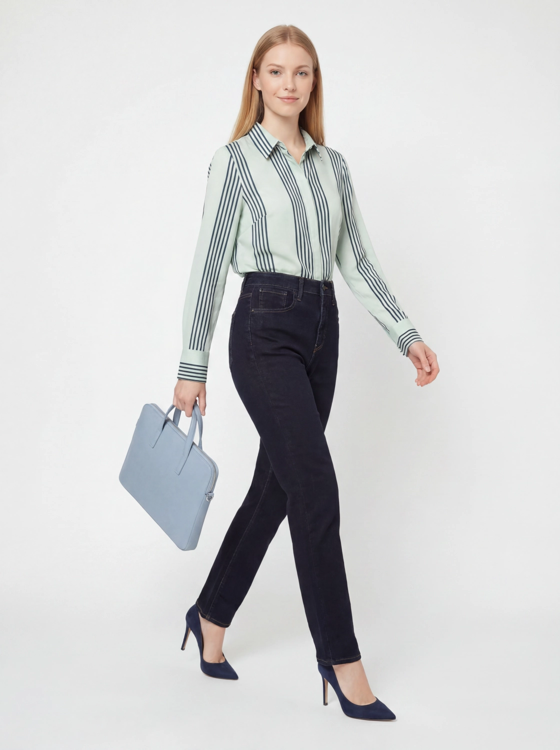 Koszula w paski ICHI i jeansy Levi's 721 - idealny zestaw na każdą okazję