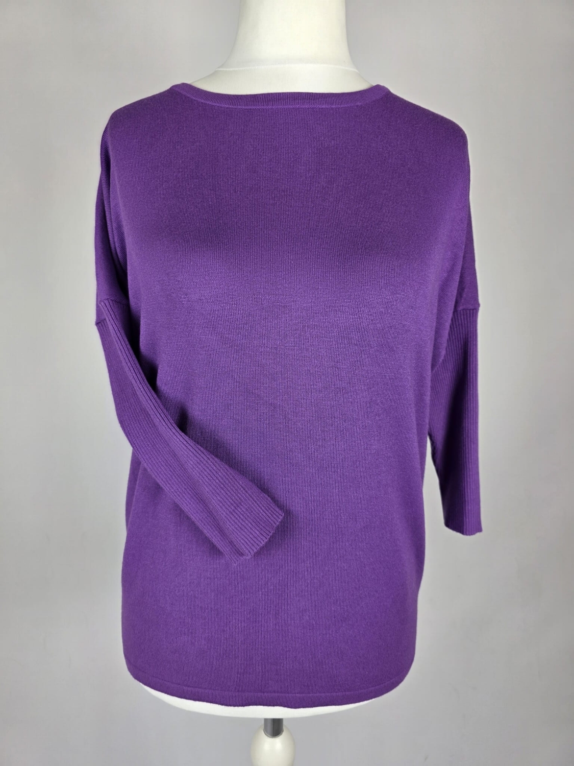 Fioletowy sweter damski Free/Quent z wiskozy, rozmiar XS, fason oversize z rękawem 3/4