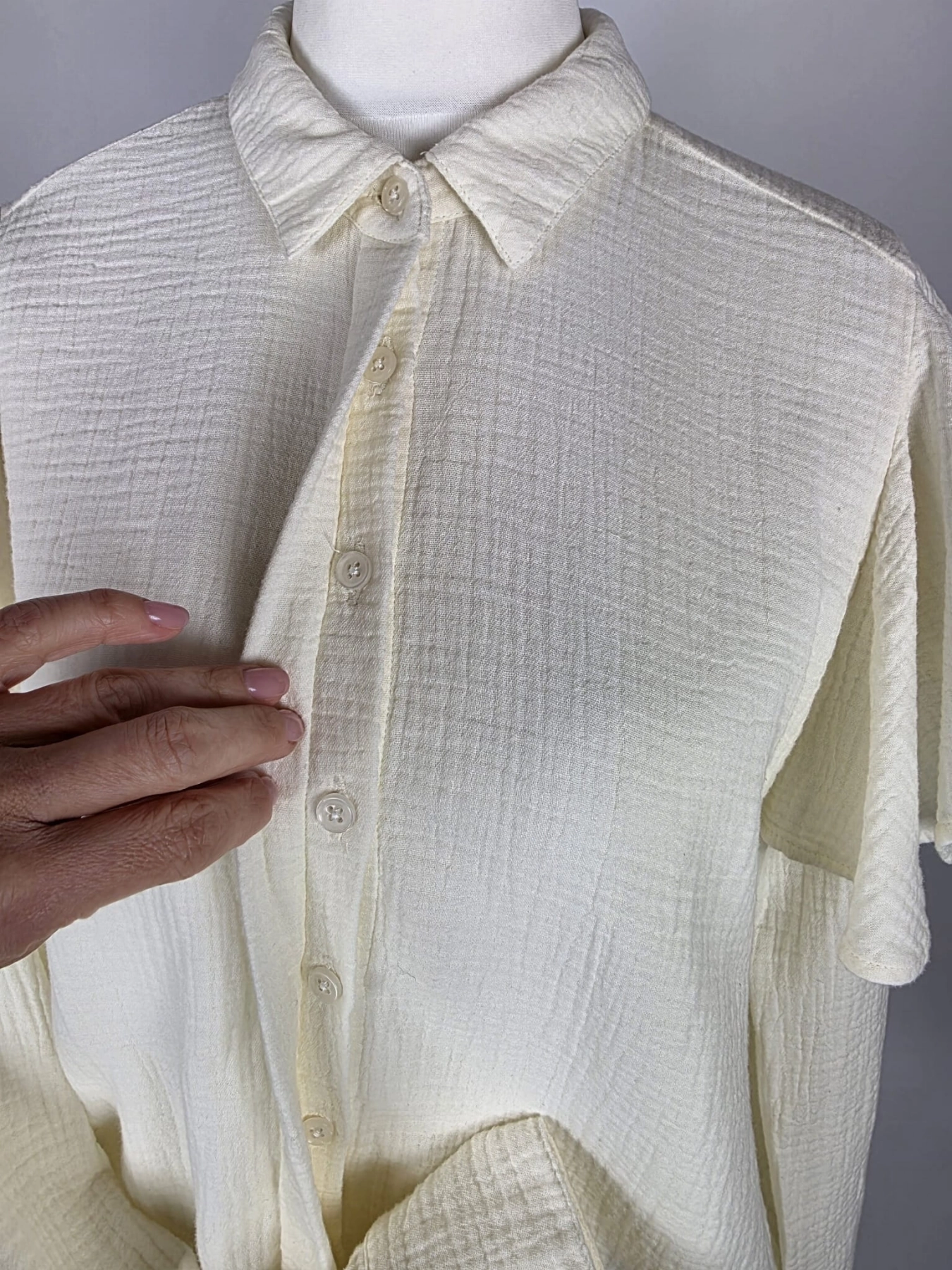 Bawełniana koszula Mustang Style Edda Ruffle Blouse w kolorze kremowym, rozmiar 36
