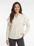 Bawełniana koszula Mustang Style Edda Ruffle Blouse w kolorze kremowym, rozmiar 36