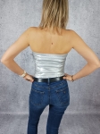 Metaliczny top gorsetowy PULL&amp;BEAR