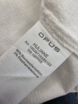 Trzyczęściowa stylizacja damska premium z lnianą koszulą Opus, różowym topem Only oraz elastycznymi spodniami GÉMO w rozmiarze 42