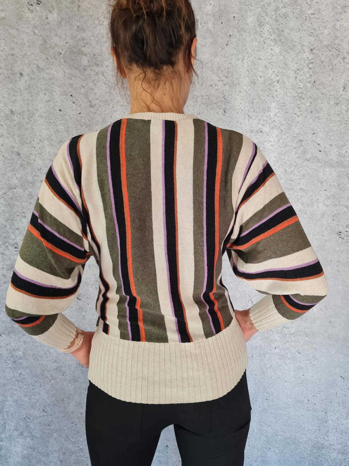 Sweter w Paski z dodatkiem lnu