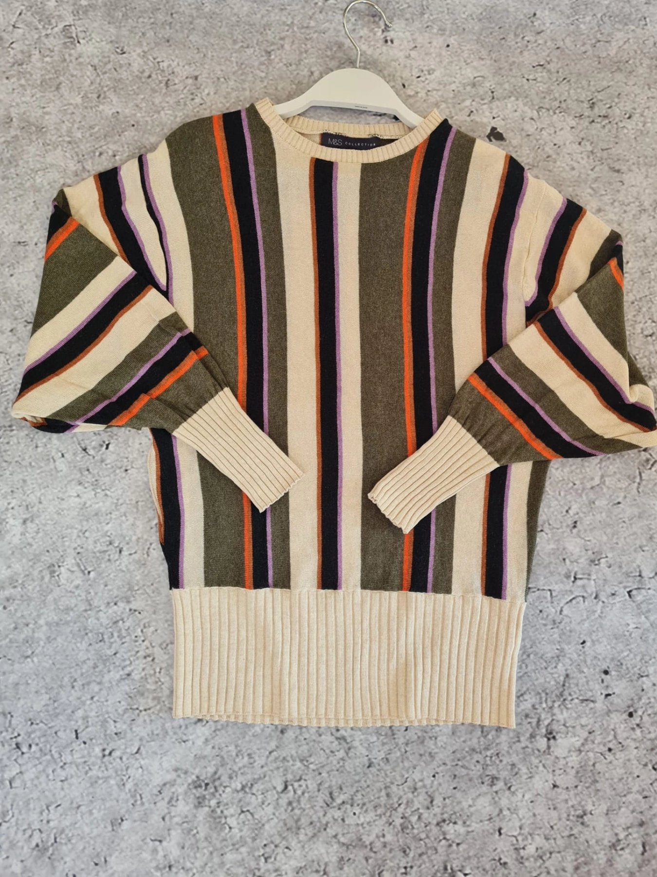 Sweter w Paski z dodatkiem lnu