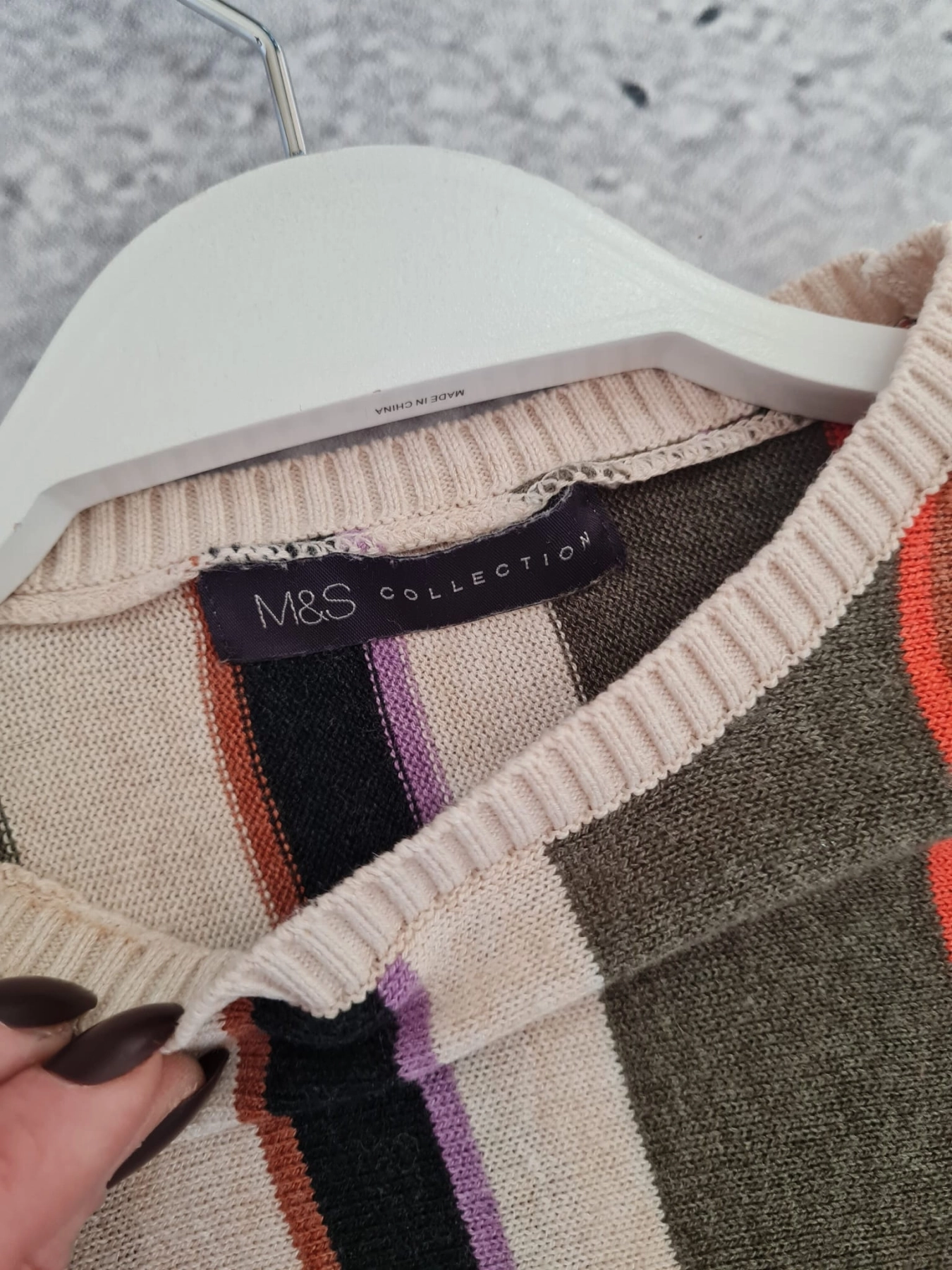 Sweter w Paski z dodatkiem lnu