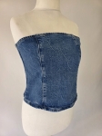 Damski gorsetowy top jeansowy bez ramiączek, zapinany z tyłu na zamek, wykonany z miękkiego denim premium z dodatkiem Lyocellu