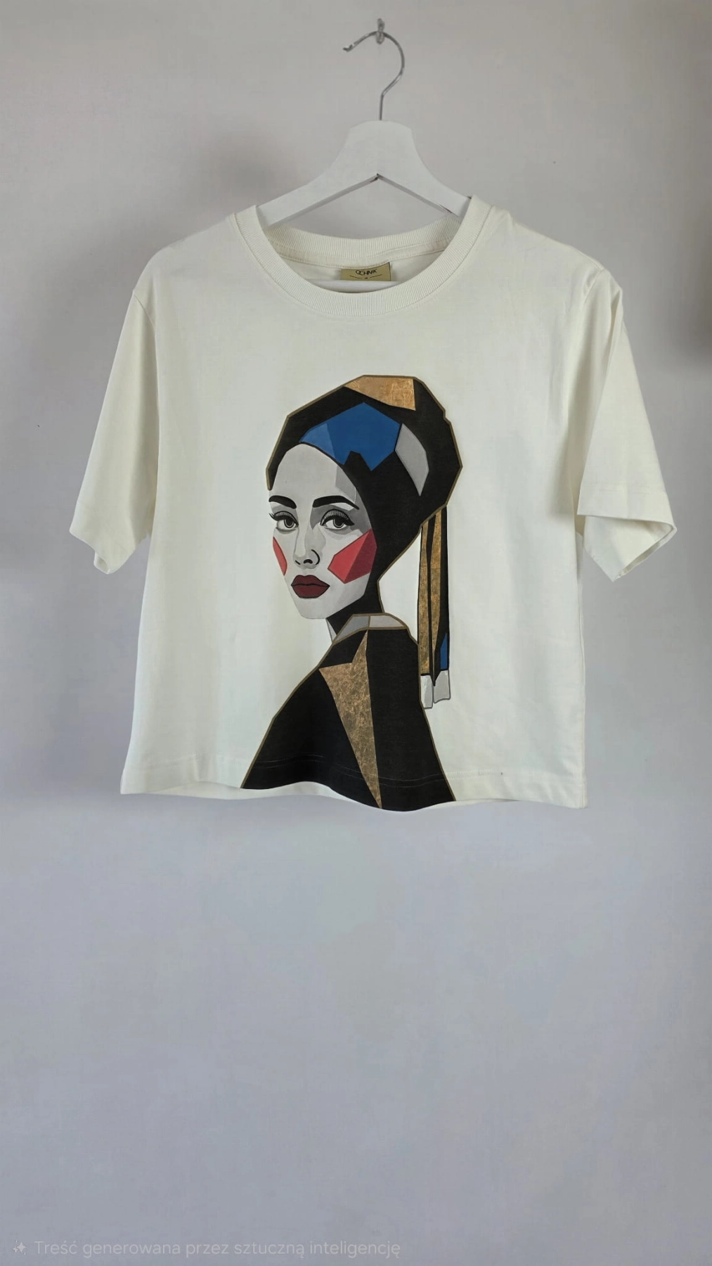 Nowy z metką kremowy t-shirt damski Ochnik z autorskim obrazem Marty Skalik (Twarda Sztuka) to limitowana bluzka artystyczna idealna na wyjątkowy prezent