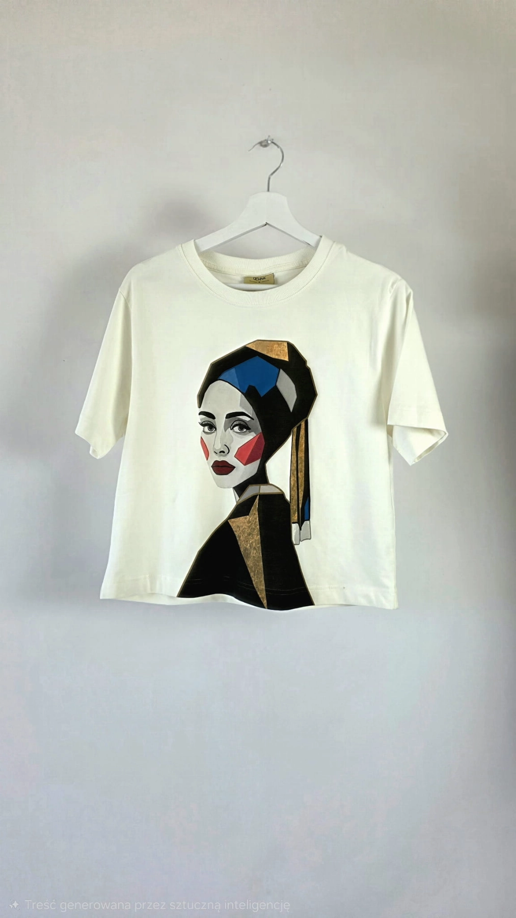 Nowy z metką kremowy t-shirt damski Ochnik z autorskim obrazem Marty Skalik (Twarda Sztuka) to limitowana bluzka artystyczna idealna na wyjątkowy prezent