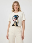 Nowy z metką kremowy t-shirt damski Ochnik z autorskim obrazem Marty Skalik (Twarda Sztuka) to limitowana bluzka artystyczna idealna na wyjątkowy prezent