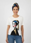 Nowy z metką kremowy t-shirt damski Ochnik z autorskim obrazem Marty Skalik (Twarda Sztuka) to limitowana bluzka artystyczna idealna na wyjątkowy prezent