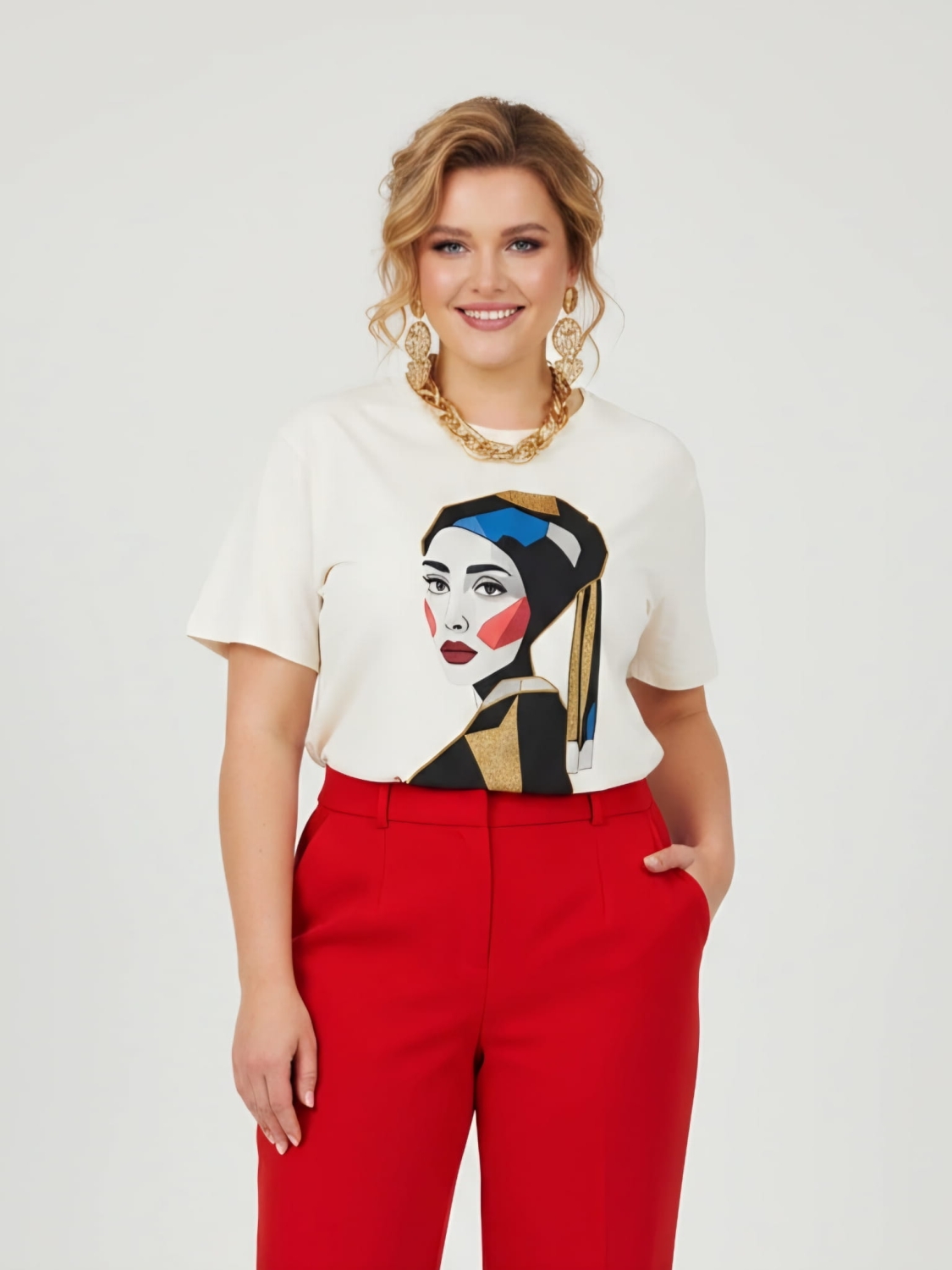 Nowy z metką kremowy t-shirt damski Ochnik z autorskim obrazem Marty Skalik (Twarda Sztuka) to limitowana bluzka artystyczna idealna na wyjątkowy prezent