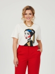 Nowy z metką kremowy t-shirt damski Ochnik z autorskim obrazem Marty Skalik (Twarda Sztuka) to limitowana bluzka artystyczna idealna na wyjątkowy prezent