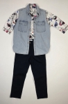 Koszula MOHITO, jeansowa kamizelka H&amp;M oraz granatowe spodnie PRIMARK