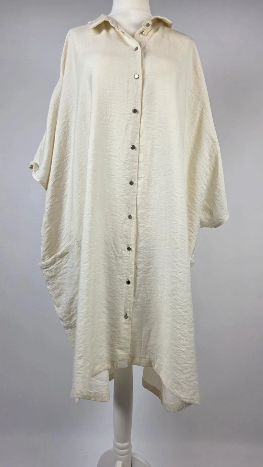 Lejąca Tunika Oversize w Kolorze Ivory