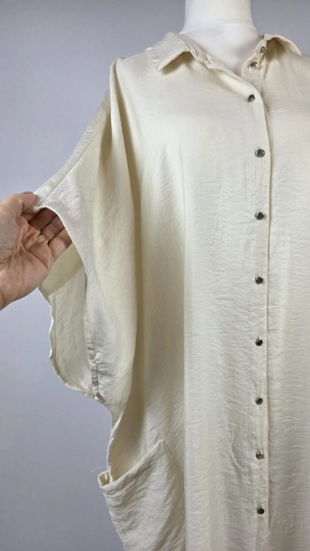 Lejąca Tunika Oversize w Kolorze Ivory
