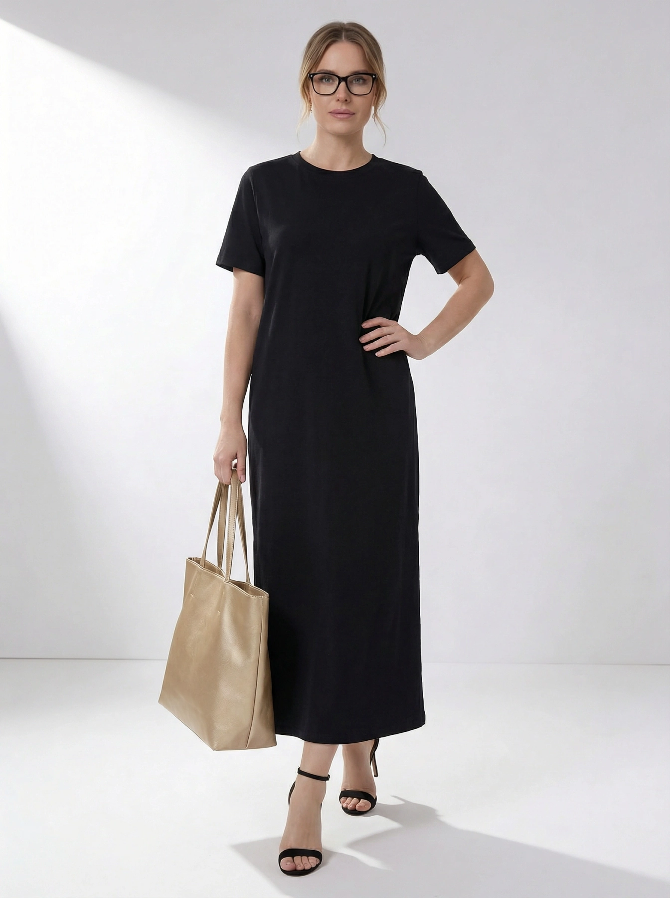 Czarna Maxi T-shirt Dress