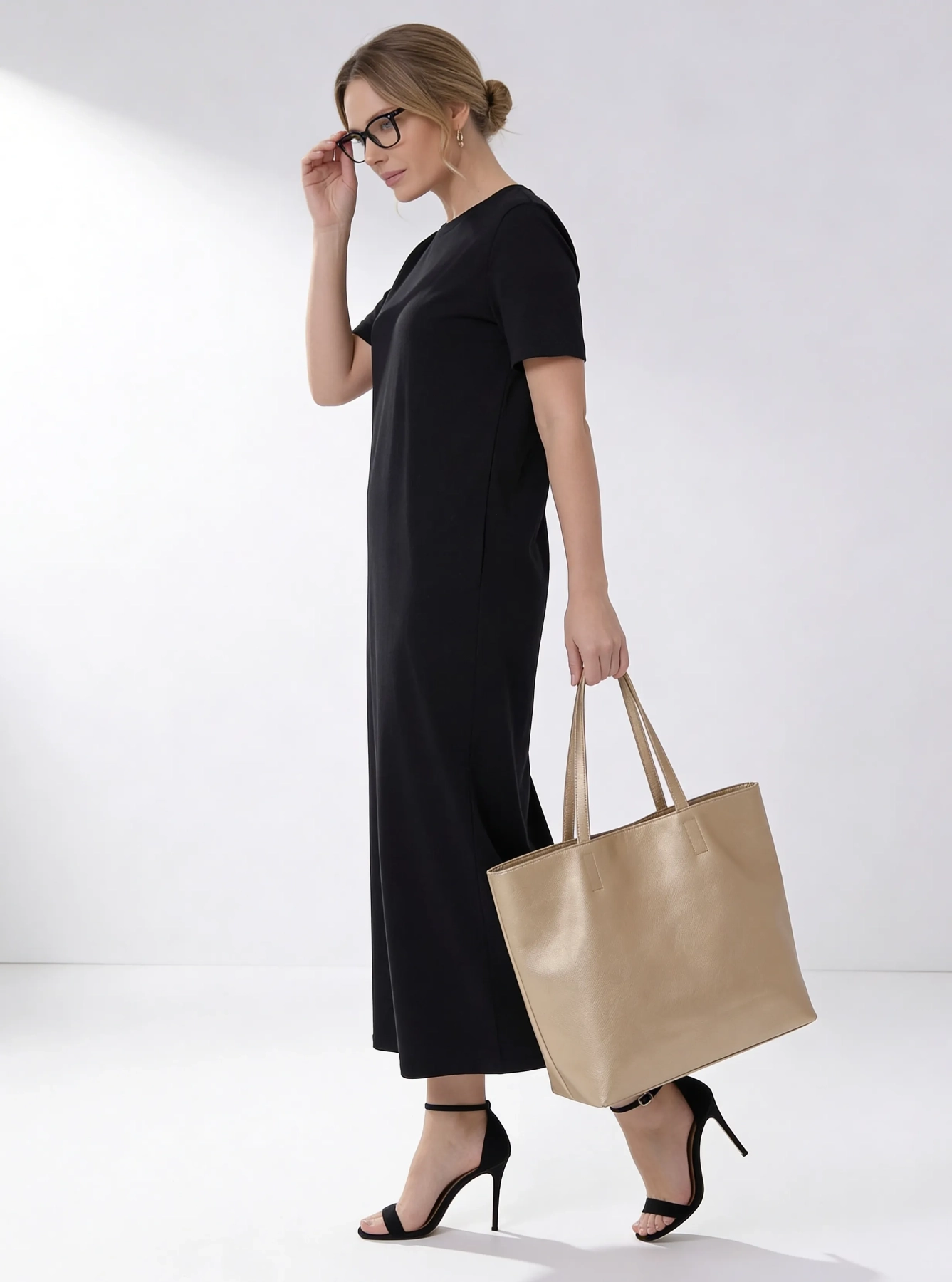 Czarna Maxi T-shirt Dress