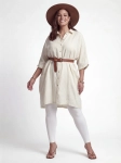 Lejąca Tunika Oversize w Kolorze Ivory