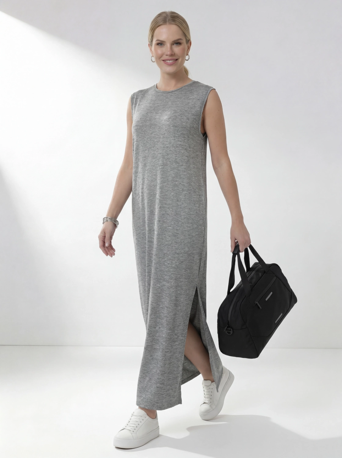 Szara sukienka maxi