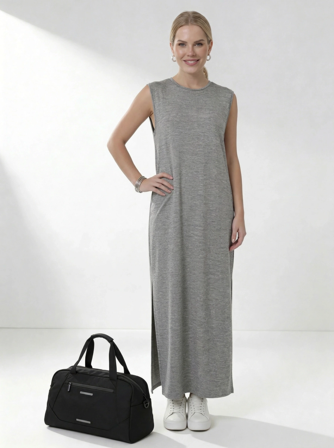 Szara sukienka maxi