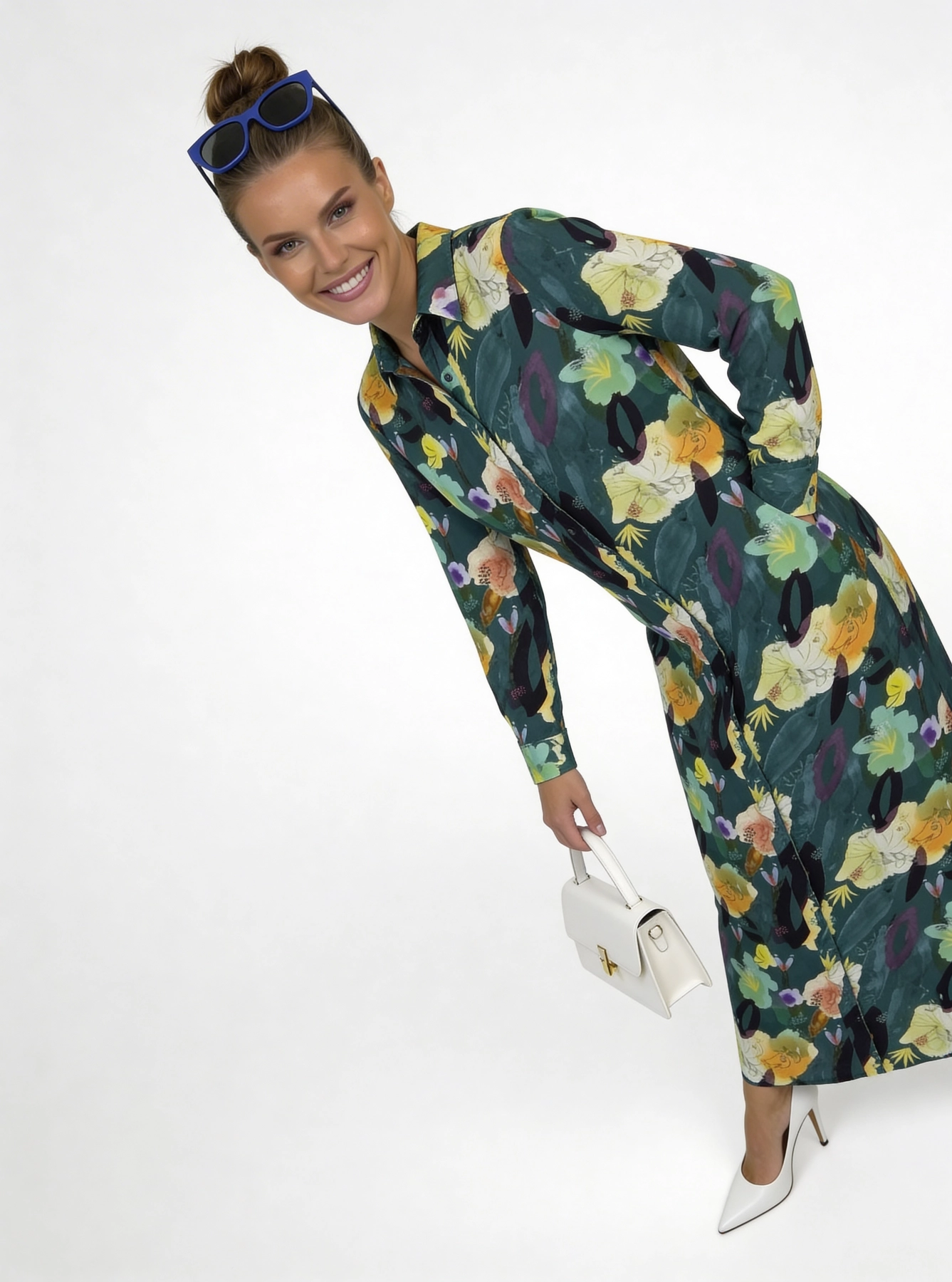 Sukienka maxi POM Amsterdam w kwiatowy print