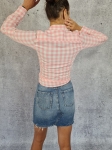 Mini spódniczka H&amp;M, klasyczny T-shirt LEVIS oraz koszula w kratkę w pudrowym różu LEE