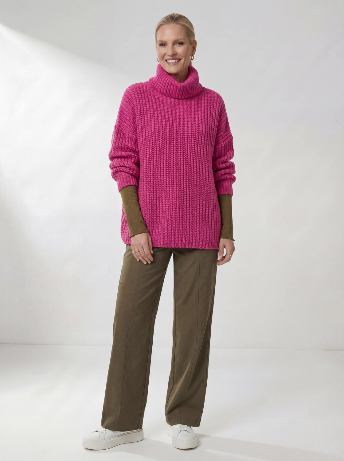 Zestaw premium: fuksjowy sweter, longsleeve i spodnie ZARA