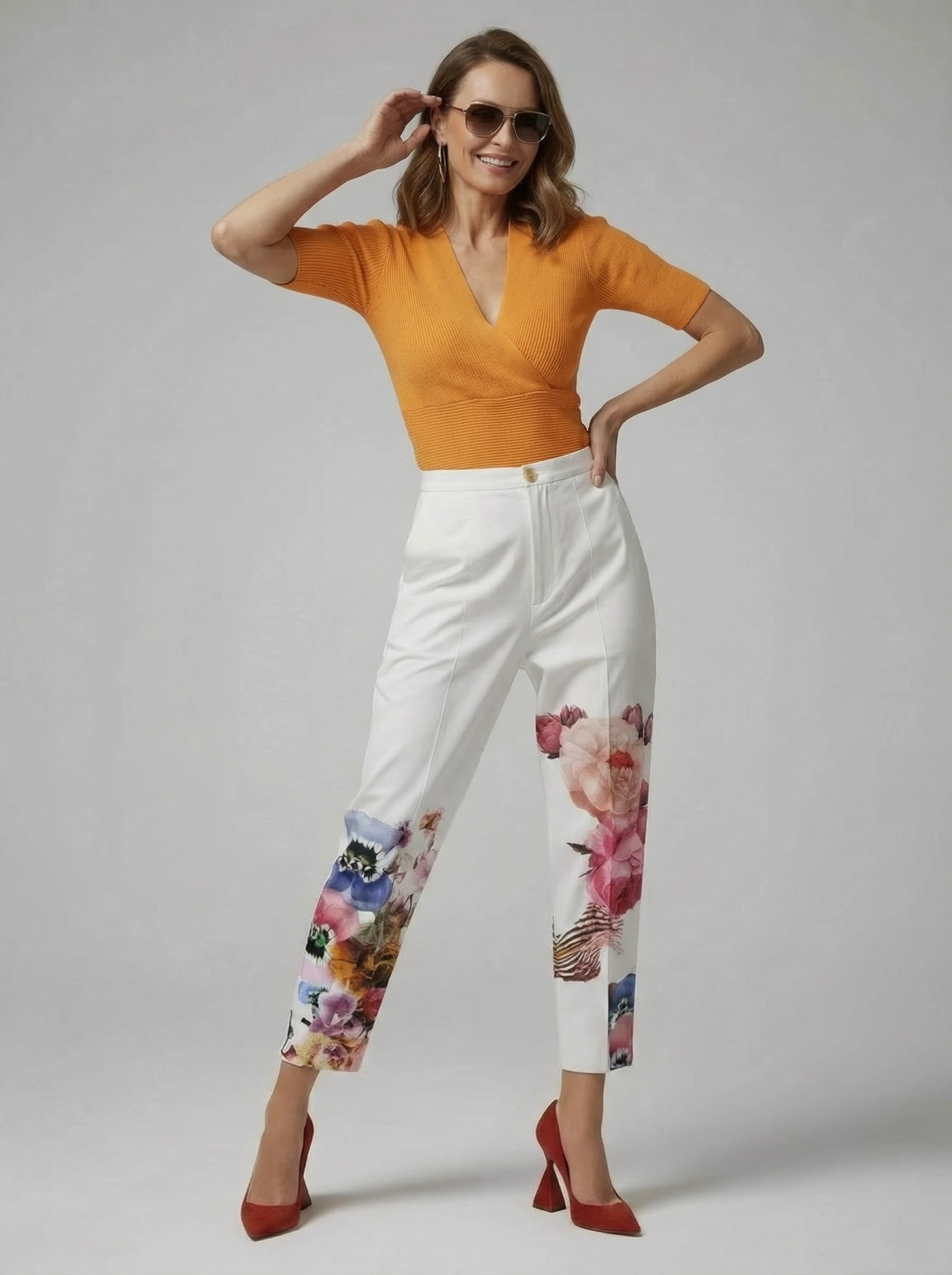 Piękna wiosenna stylizacja: spodnie Desigual i prążkowany top