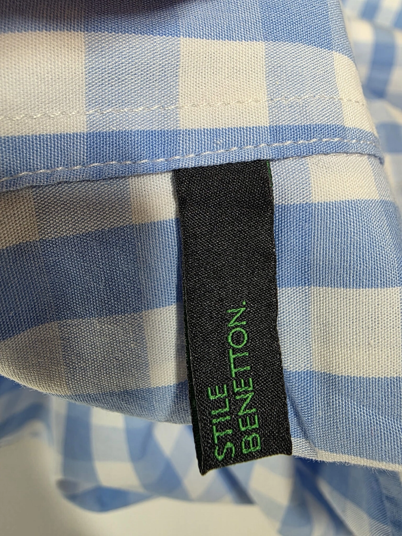 Klasyczna koszula Benetton w błękitną kratkę